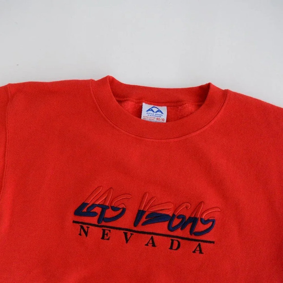 VTG 90's Las Vegas Nevada Alstyle Apparel & Activewear Heavy Weight Red Sweater - Picture 7 of 8